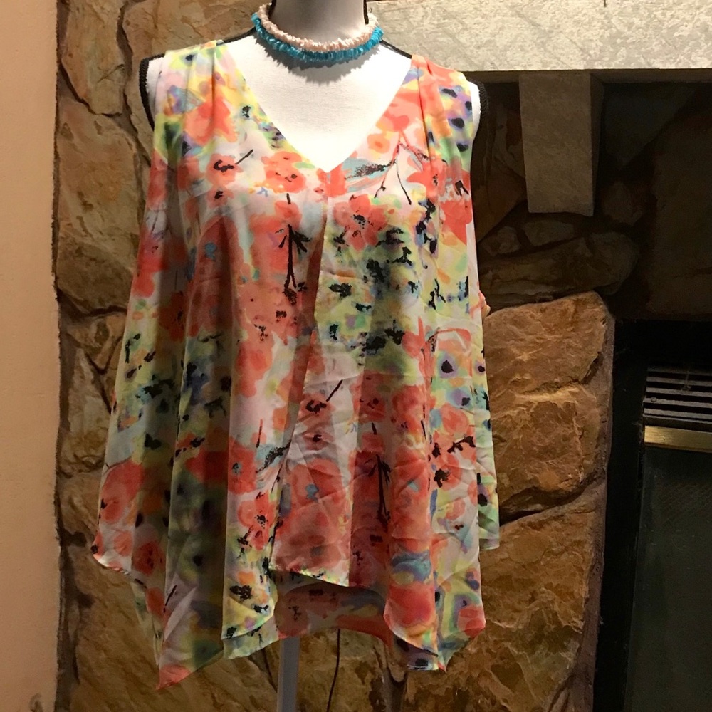 Beautiful sheer floral print tank.